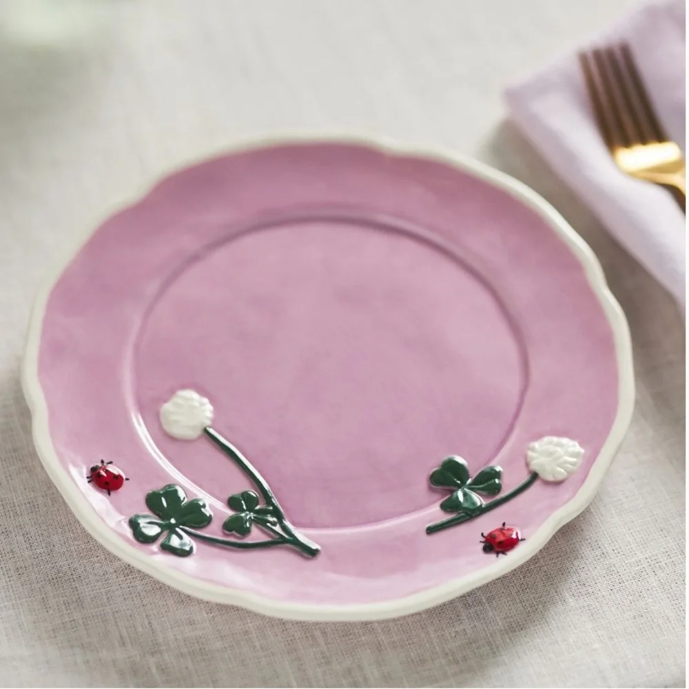 Faye dessert Plate with ladybug &‎ shamrocks Design single frazee
